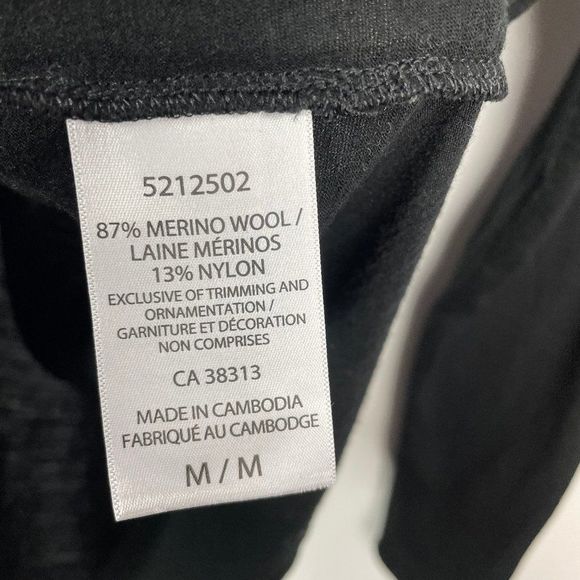 Cloudveil  Long Sleeve  Black Crewneck Base Layer T Shirt Top  Wool Blend Size M - Picture 3 of 4